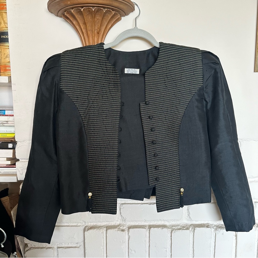 80s shoulder padded crop jacket